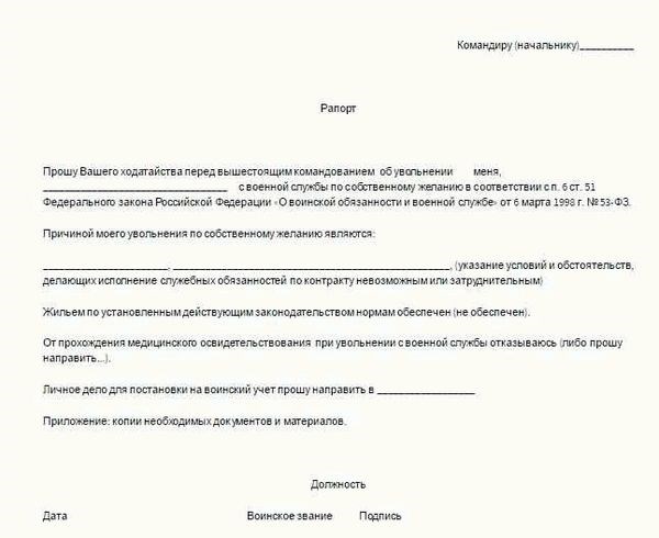 Как правильно написать заявление об уходе из армии?