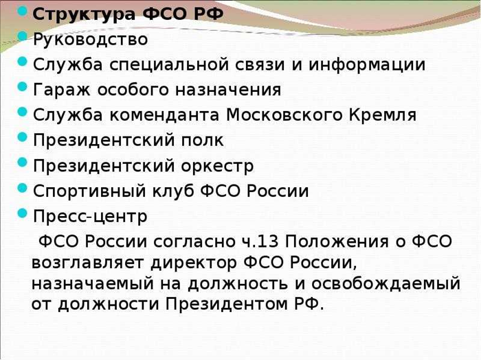 Структура российской ФСО