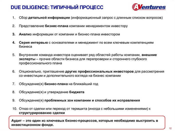 Основные цели процедуры Due Diligence